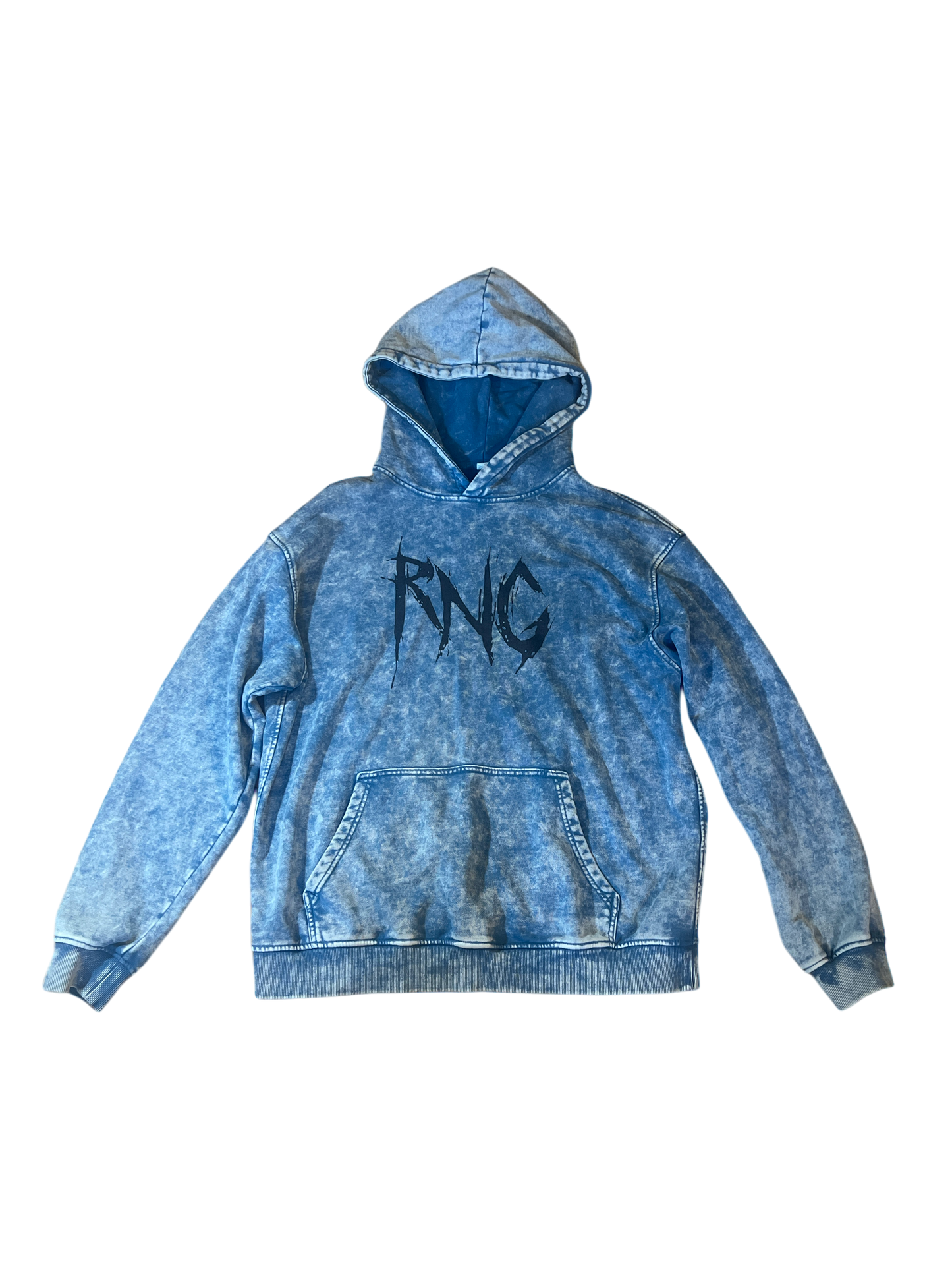 RNG ZOMBIE FACE OVERSIZED HOODIE (ACID WASH BLUE)