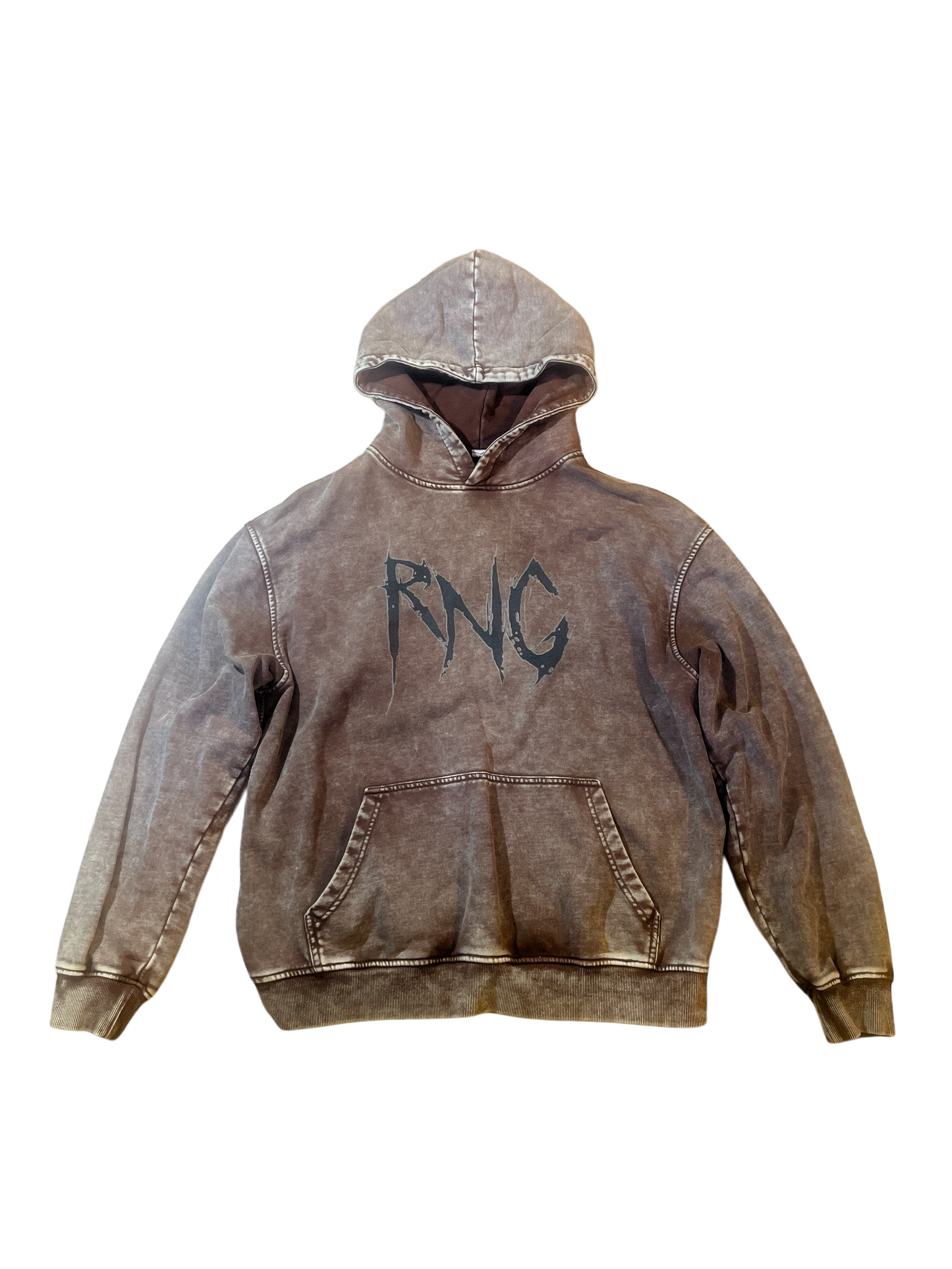 RnG ZOMBIEFACE OVERSIZED HOODIE (BROWN ACID WASH)