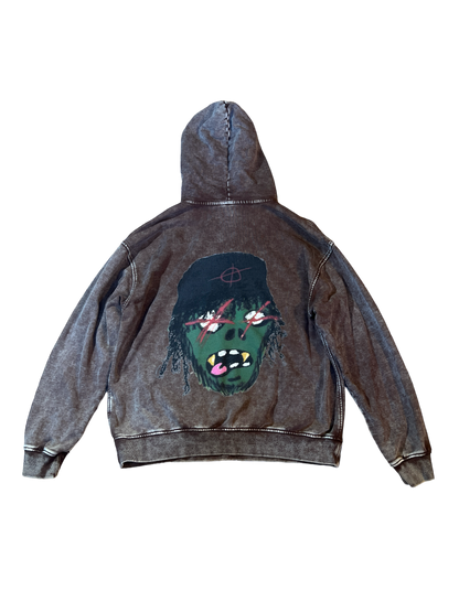 RnG ZOMBIEFACE OVERSIZED HOODIE (BROWN ACID WASH)