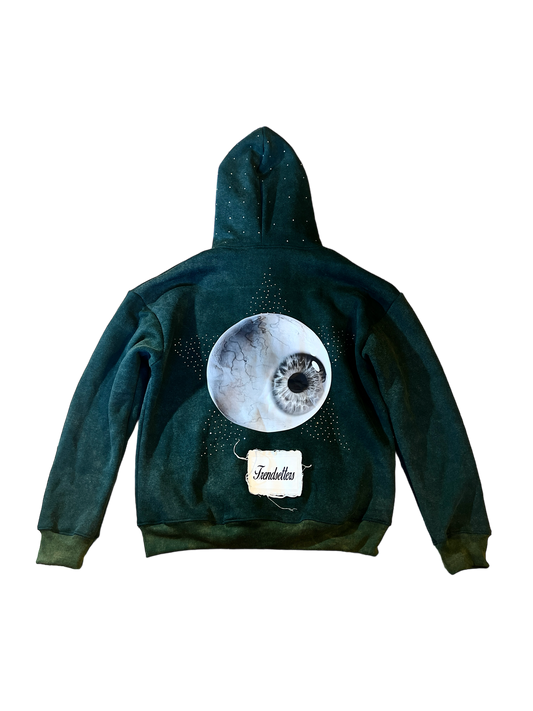 EYE RHINESTONE HOODIE (GREEN)